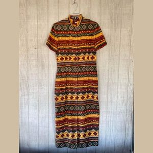 Vintage 80s/90s J Stevens Aztec Dress
